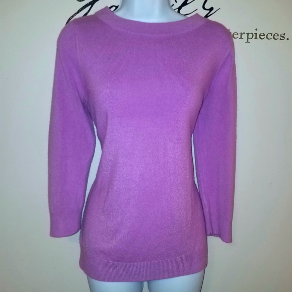 2 Med Blouses - Black V Neck - Lilac Sweater Top - Picture 3 of 8